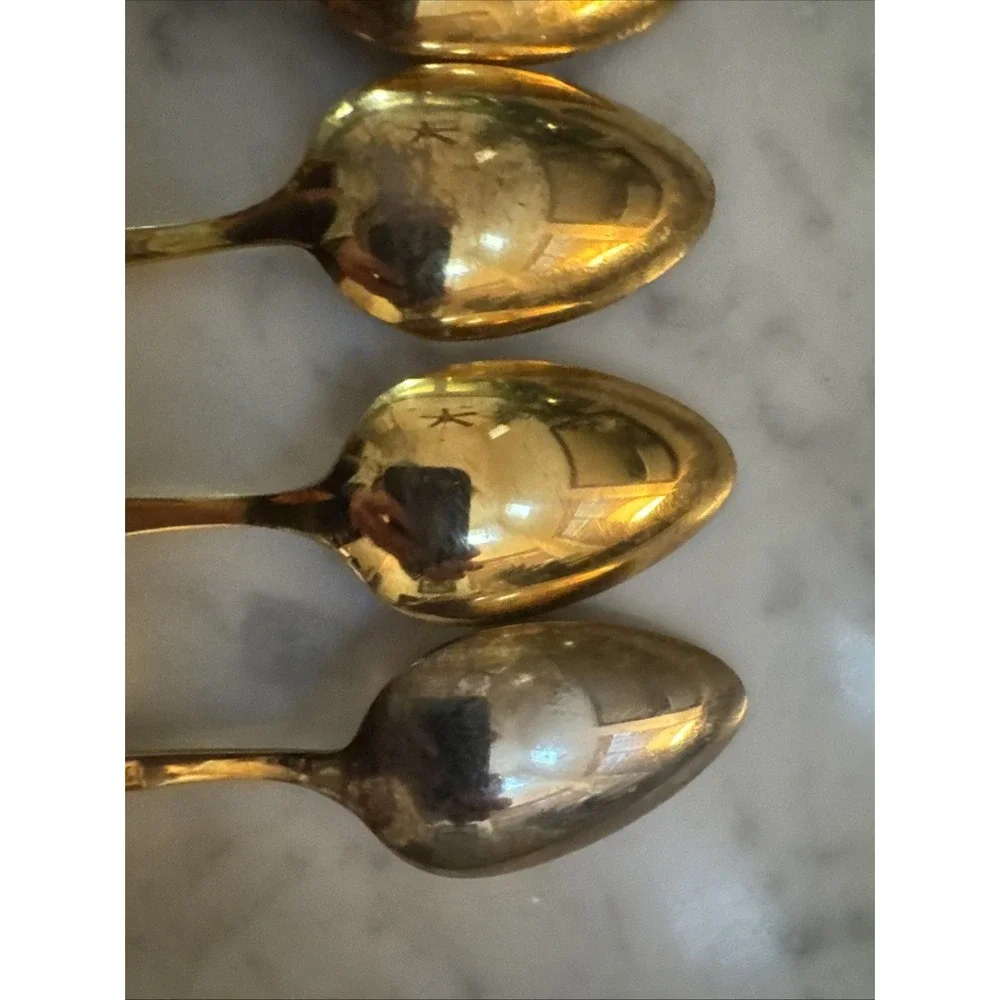 Ron FIL Japan Stainless‎ Steel Flatware Gold Tone 8 Pc Teaspoons